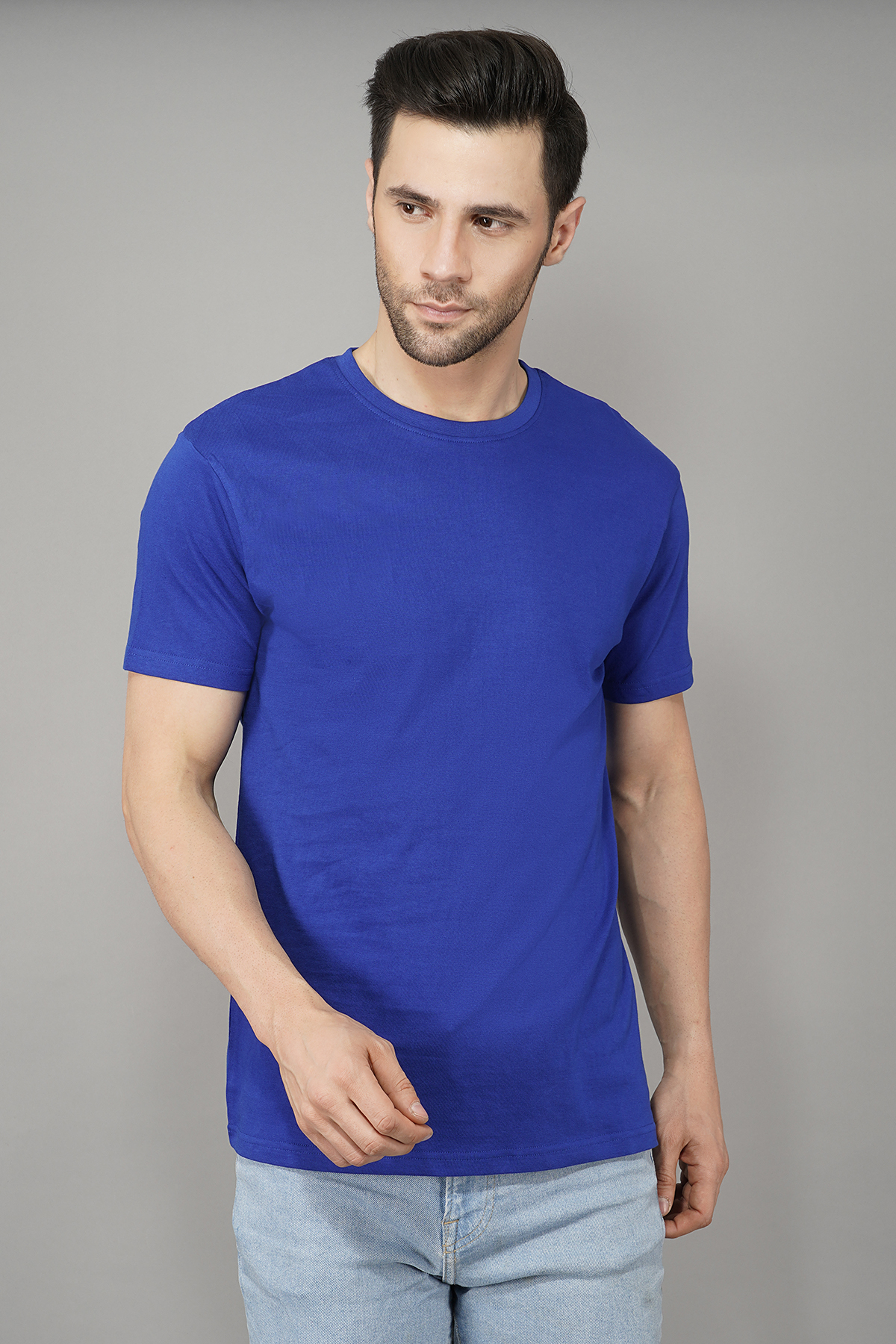 Pudukudi Men's Royal Blue Plain T-shirt