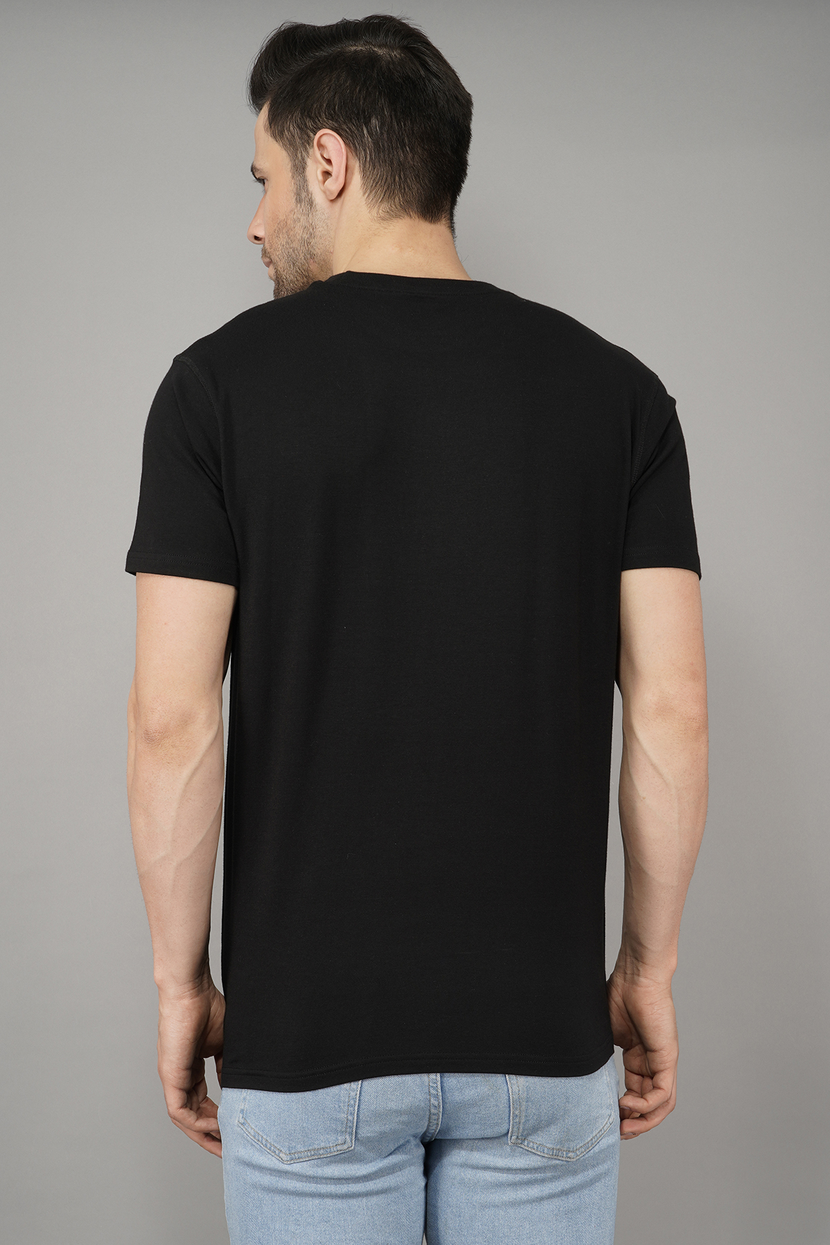 Pudukudi Supima Cotton Half Sleeve Pure Black T-shirt